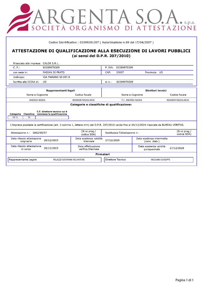 Certificato SOA
